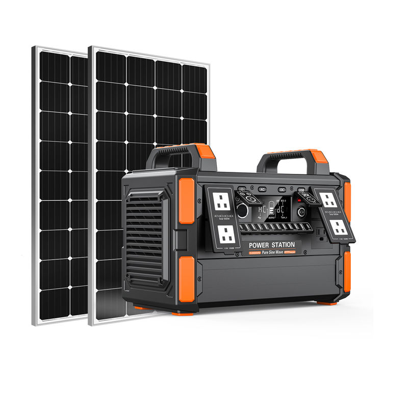 لوحات بطارية ليثيوم محمولة تعمل بالطاقة الشمسية مع محطة بنك لاسلكي 1000w