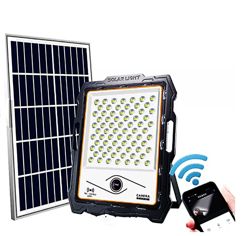 100W LED أضواء الأمن الشمسية مع كاميرا فيديو الموت الزرقاء شارع الحركة المحمولة PIR عن بعد