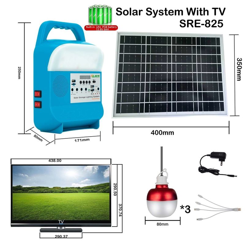 نوع الخلية بطارية الليثيوم المدمجة محمولة LED المنزل الضوء أدوات الإضاءة الشمسية الطاقة SRE-815
