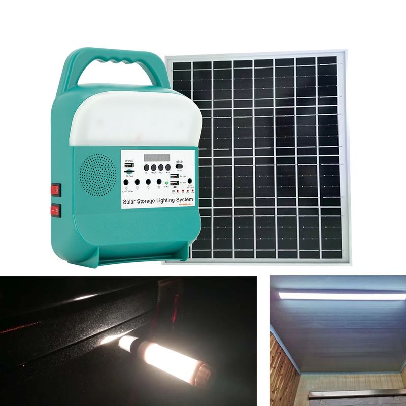 أضواء LED تعمل بالطاقة الشمسية المحمولة في الهواء الطلق 16W نظام إضاءة تخزين الطاقة الصغيرة