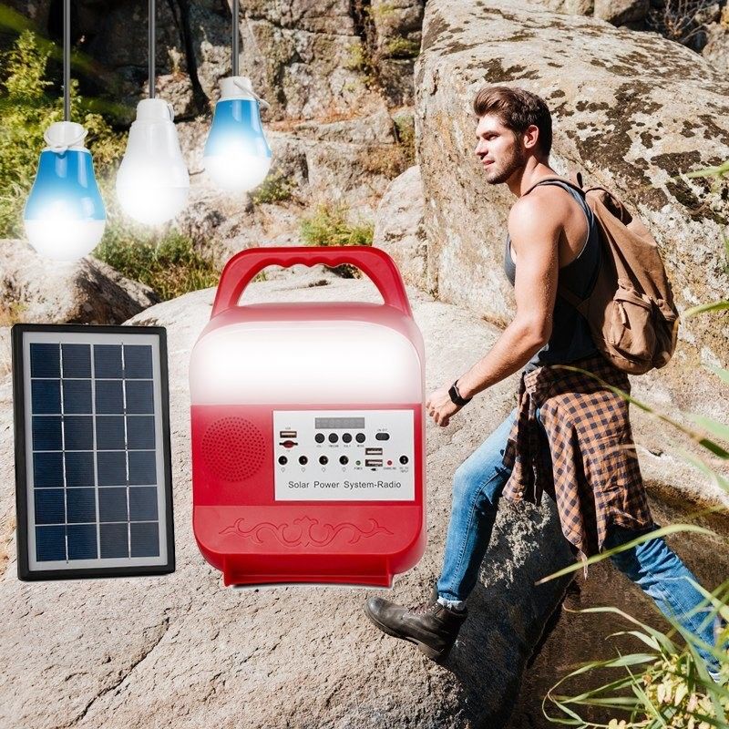 DC Solar System Portable Lighting نظام الألواح الشمسية للشاحن الشمسي المنزلي