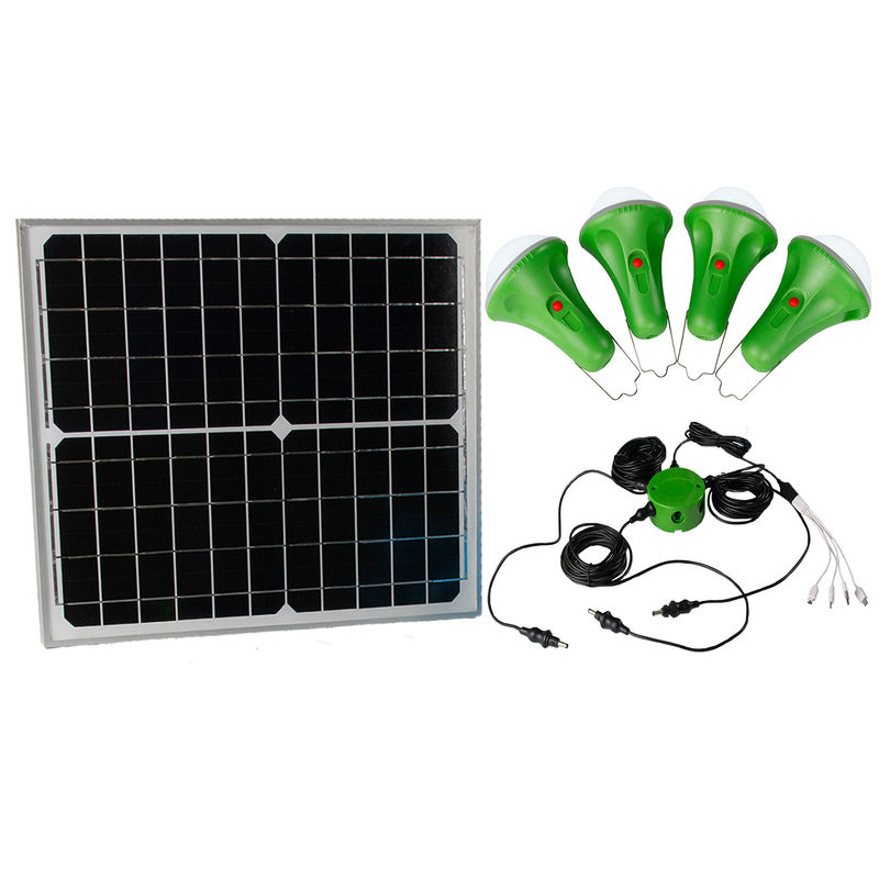 4 * 50PCS LED الطاقة الشمسية كيت الشمسية نظام إضاءة المنزل أدى مع شحن الهاتف