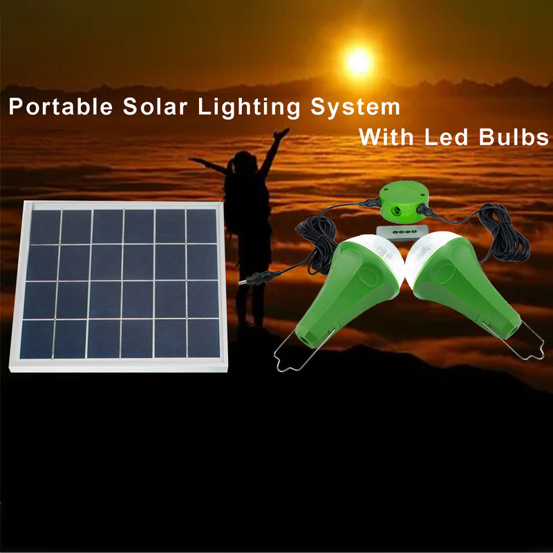 CE ROHS 10W 5V 2pcs * 3W لمبة ضوء الشمسية أطقم مع لوحة شمسية أحادية