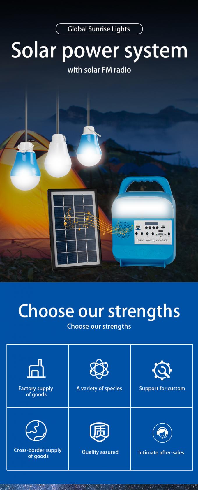 Small Solar Power Generation System Lighting Household Foreign Trade Portable Bluetooth Speaker with Radio
