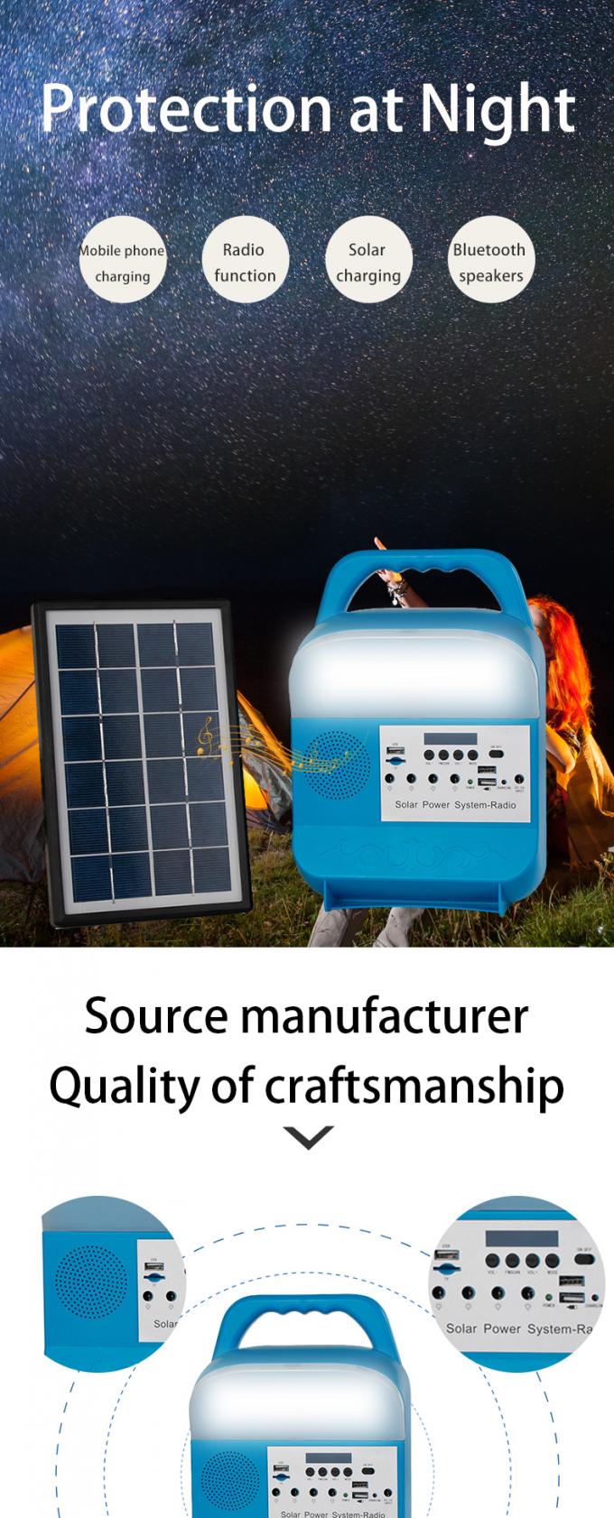 Small Solar Power Generation System Lighting Household Foreign Trade Portable Bluetooth Speaker with Radio
