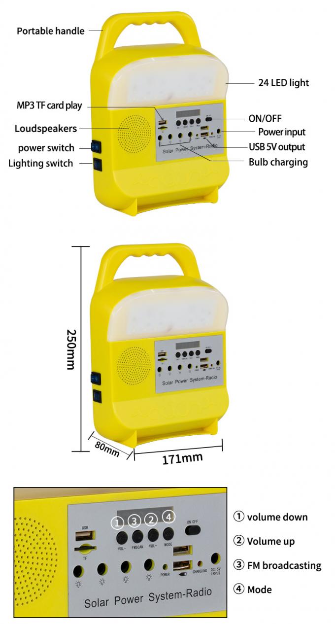 Portable Solar Power Generation System Small Hand Lamp, Used for Camping, Home, Car