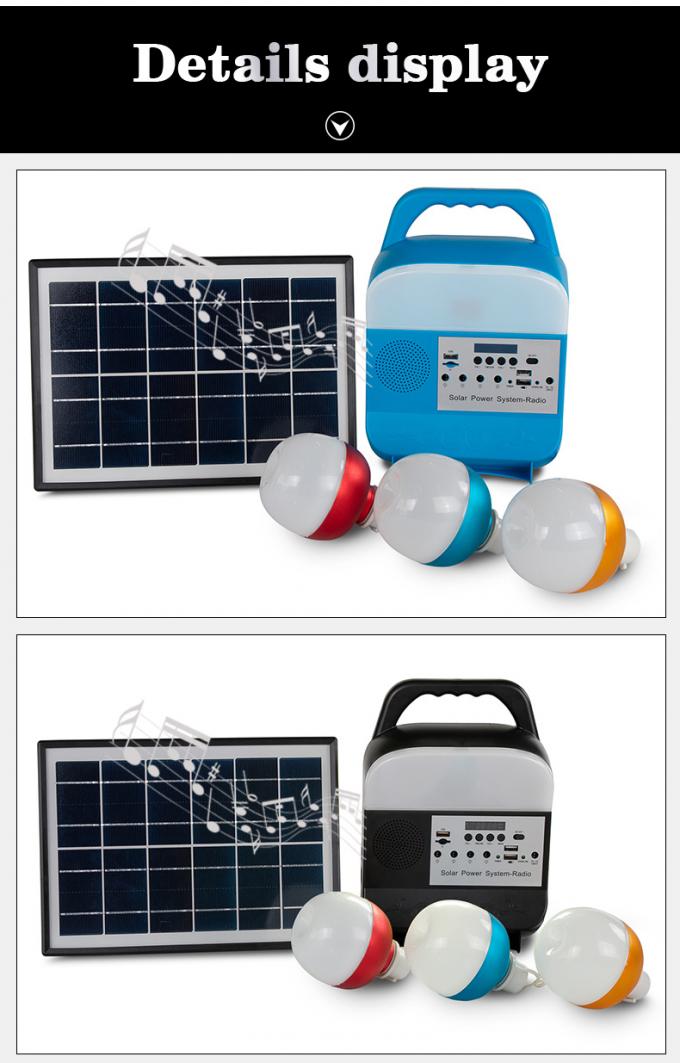 Solar Lighting System with FM Radio/Bulbs/Bluetooth Speaker for Remote Rural Less Electricity Area