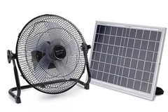 12 بوصة المحمولة اللاسلكية الشمسية قابلة للشحن الجدول مروحة لوحة تعمل بالطاقة مدخلات مزدوجة للمنزل